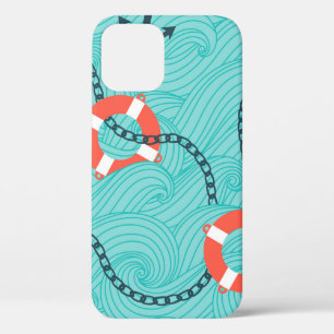 Seamless pattern with nautical attributes. Freehan iPhone 12 Case