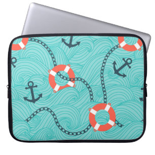 Seamless pattern with nautical attributes. Freehan Laptop Sleeve
