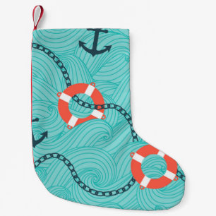 Seamless pattern with nautical attributes. Freehan Small Christmas Stocking