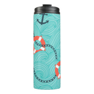 Seamless pattern with nautical attributes. Freehan Thermal Tumbler