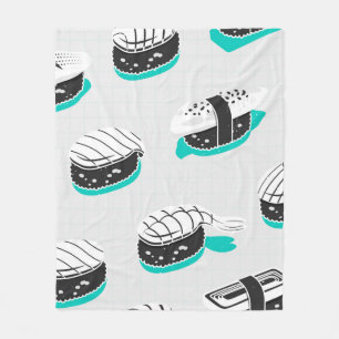 Seamless pattern with nigiri sushi fleece blanket