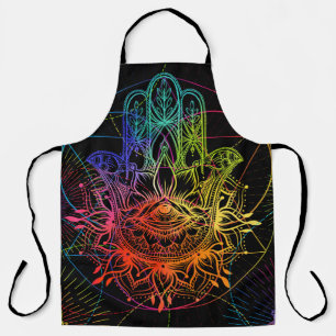 Seamless pattern with ornate hand drawn hamsa. Pop Apron