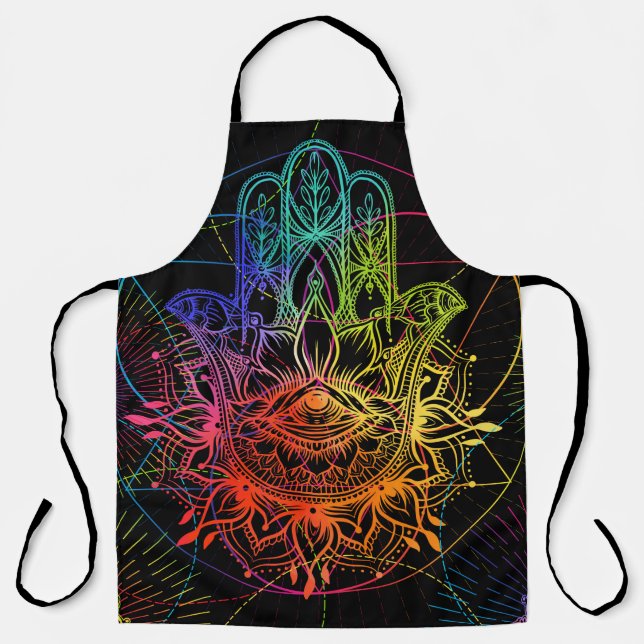 Seamless pattern with ornate hand drawn hamsa. Pop Apron (Front)