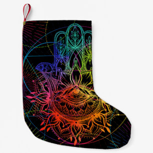 Seamless pattern with ornate hand drawn hamsa. Pop Small Christmas Stocking