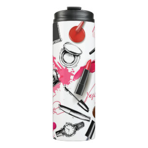 Seamless pattern with painted makeup thermal tumbler