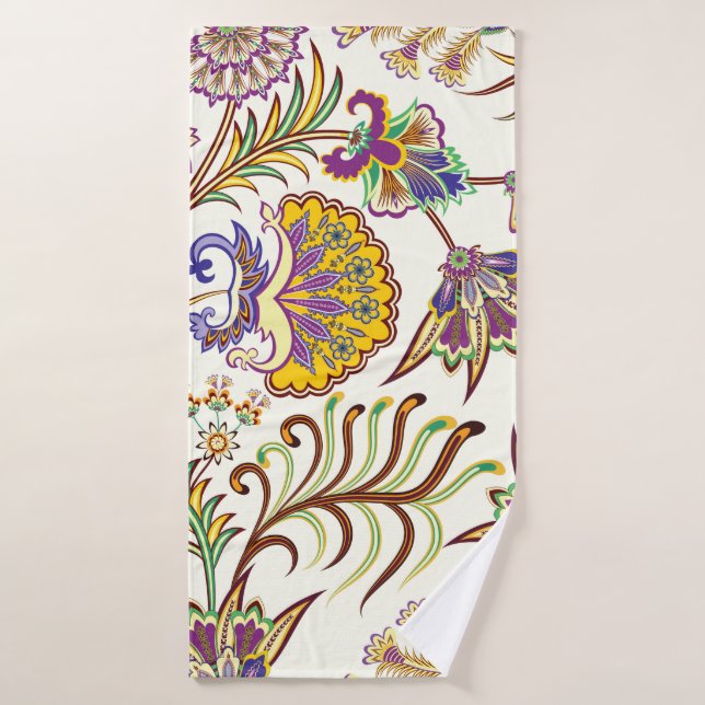 Seamless pattern with paisley floral bath towel (Bath Towel)
