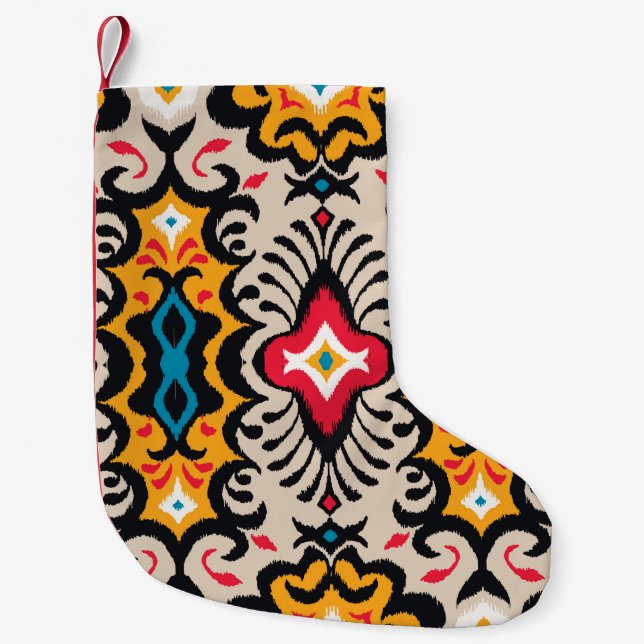 Seamless pattern with paisley ornament small christmas stocking (Front)