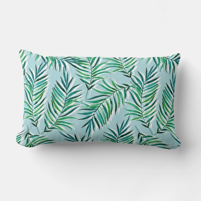 Seamless pattern with palm branches. Watercolor ha Lumbar Cushion (Front)