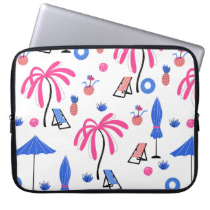 Seamless pattern with palm trees pineapples coconu laptop sleeve
