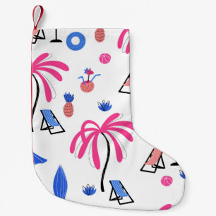 Seamless pattern with palm trees pineapples coconu small christmas stocking