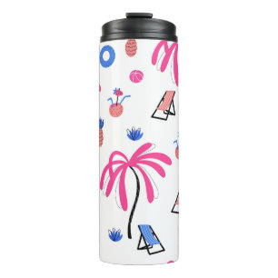 Seamless pattern with palm trees pineapples coconu thermal tumbler