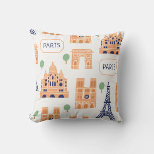 Seamless pattern with Parisian landmarks paris sig Cushion