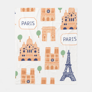 Seamless pattern with Parisian landmarks paris sig Fleece Blanket