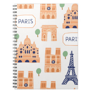 Seamless pattern with Parisian landmarks paris sig Notebook