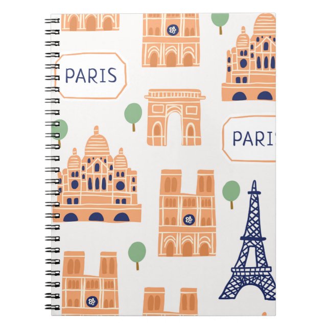 Seamless pattern with Parisian landmarks paris sig Notebook (Front)