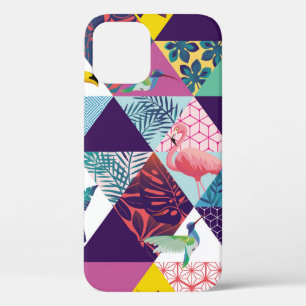 seamless pattern with Parrot, Toucans, Hummingbird iPhone 12 Case