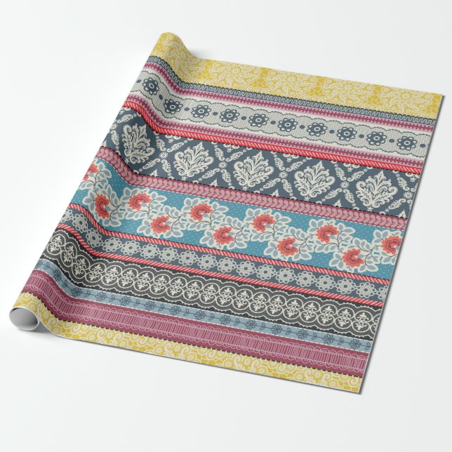 Seamless pattern with patchwork tiles. wrapping paper (Unrolled)