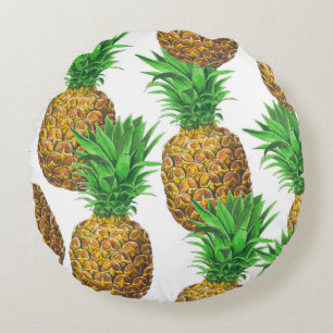 Seamless pattern with pineapples round cushion