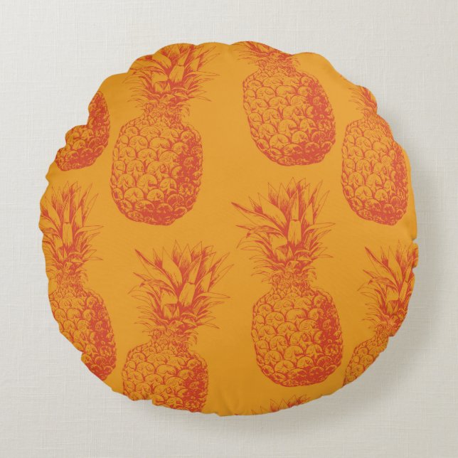 Seamless pattern with pineapples round cushion (Front)