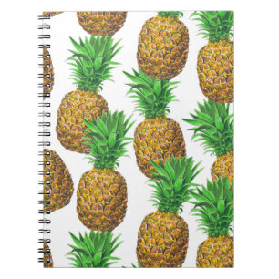 Seamless pattern with pineapples spiral notebook