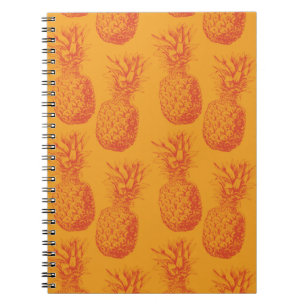 Seamless pattern with pineapples spiral notebook