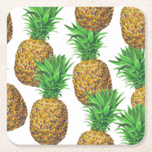 Seamless pattern with pineapples square paper coaster
