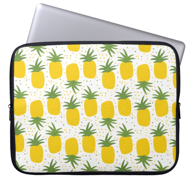 Seamless pattern with pineapples. Yellow pineapple Laptop Sleeve (Front)
