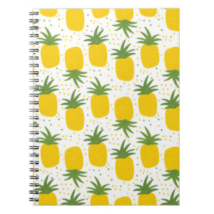 Seamless pattern with pineapples. Yellow pineapple Notebook