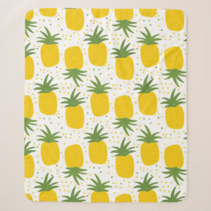 Seamless pattern with pineapples. Yellow pineapple Sherpa Blanket