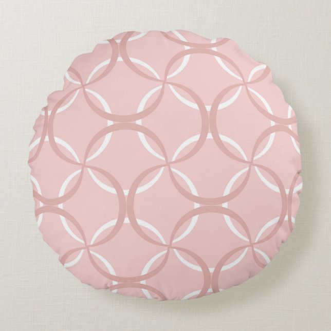 Seamless pattern with pink wavy lines round cushion (Front)