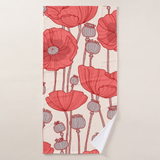 Seamless pattern with poppies.  bath towel