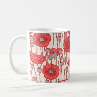 Seamless pattern with poppies.  coffee mug
