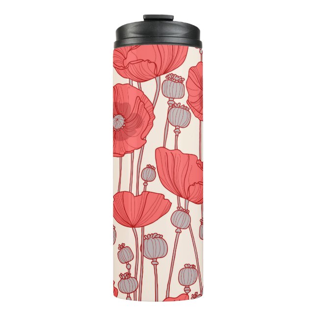 Seamless pattern with poppies.  thermal tumbler (Front)