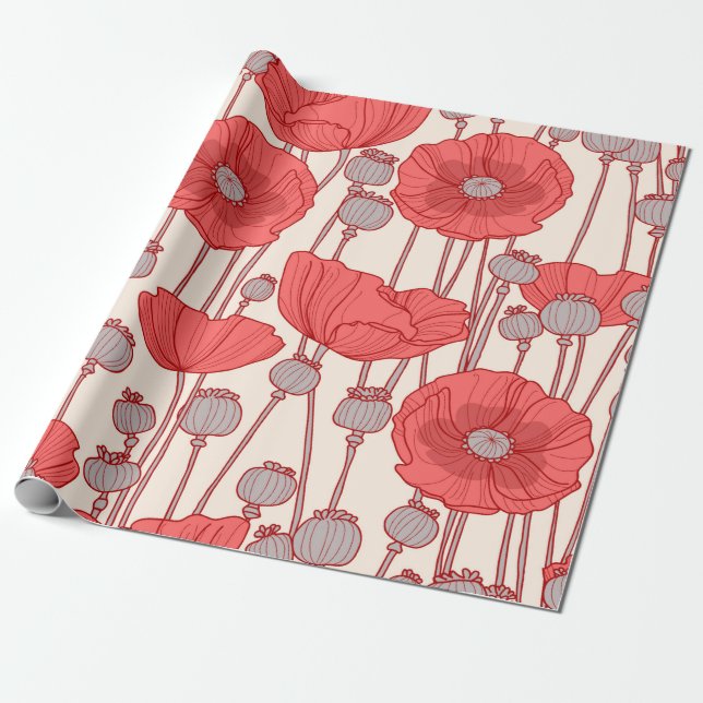 Seamless pattern with poppies.  wrapping paper (Unrolled)