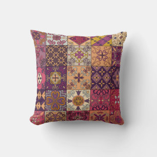 Seamless pattern with portuguese tiles in talavera cushion