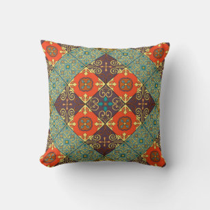 Seamless pattern with portuguese tiles in talavera cushion