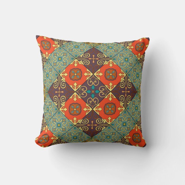 Seamless pattern with portuguese tiles in talavera cushion (Front)