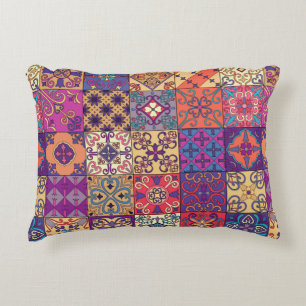 Seamless pattern with portuguese tiles in talavera decorative cushion
