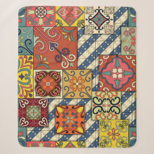 Seamless pattern with portuguese tiles in talavera sherpa blanket