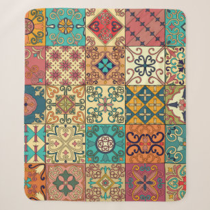 Seamless pattern with portuguese tiles in talavera sherpa blanket