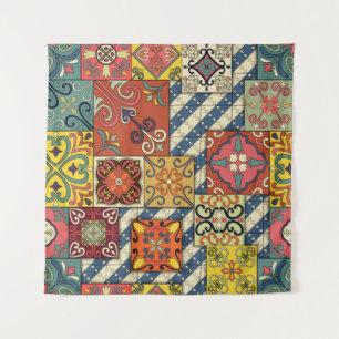 Seamless pattern with portuguese tiles in talavera tapestry