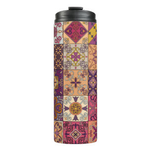 Seamless pattern with portuguese tiles in talavera thermal tumbler