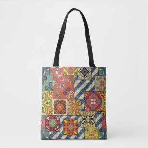 Seamless pattern with portuguese tiles in talavera tote bag