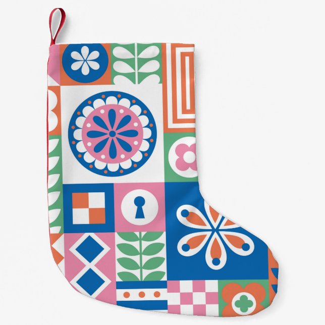 seamless pattern with pumpkins, hand-drawn in retr small christmas stocking (Front)
