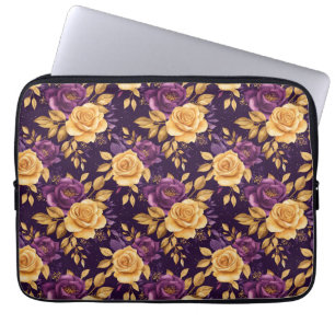 seamless pattern with purple flowers laptop sleeve
