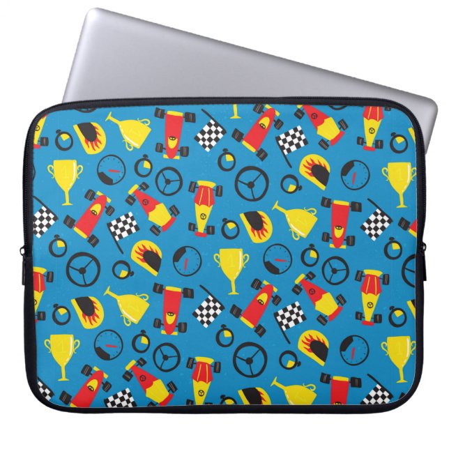 Seamless pattern with racing cars.  laptop sleeve (Front)