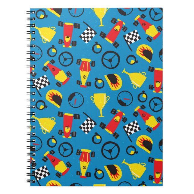 Seamless pattern with racing cars.  notebook (Front)