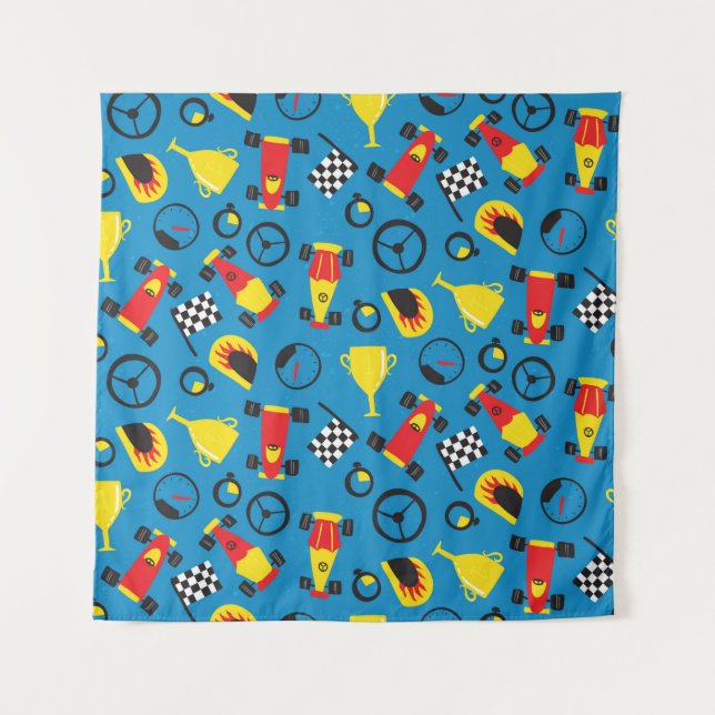 Seamless pattern with racing cars.  tapestry (Front)