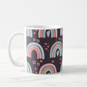 seamless pattern with rainbows and raindrops clip coffee mug