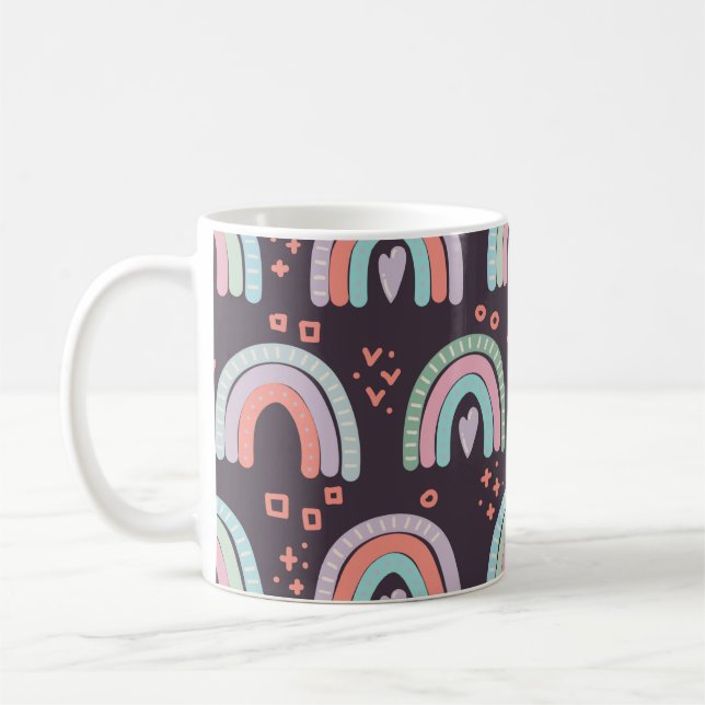  seamless pattern with rainbows and raindrops clip coffee mug (Left)